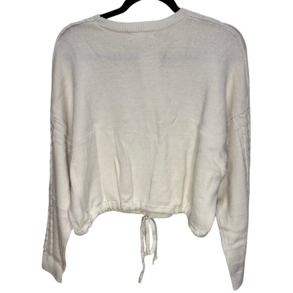 Treasure & Bond Tie Hem Cable Stitch Sweater - Ivory Dove Size L - Picture 4 of 5